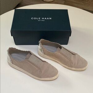 Cole Haan Tan and Silver Sneakers with Minimalist Design